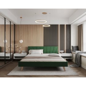 Łóżko tapicerowane HEAVEN 140 x 200 cm - Zielone, FDM