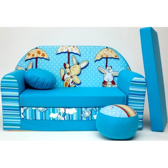 Sofa dla dzieci - Zajączki niebieska 2