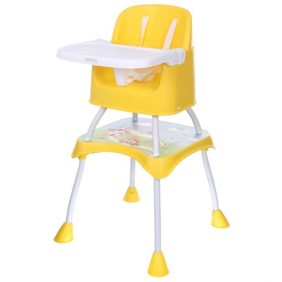 Dziecięca do jedzenia krzesło Panda 3v1 żółty