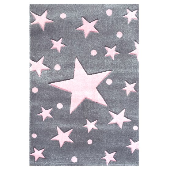 Dziecięcy dywan STARS srebrno-szary/różowy