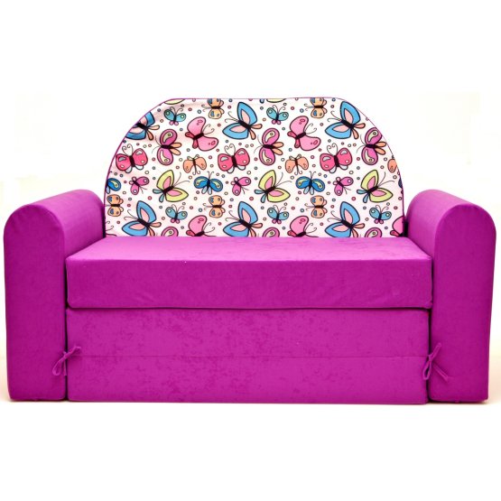 Sofa dla dzieci TIMI JUNIOR Motyle - różowa