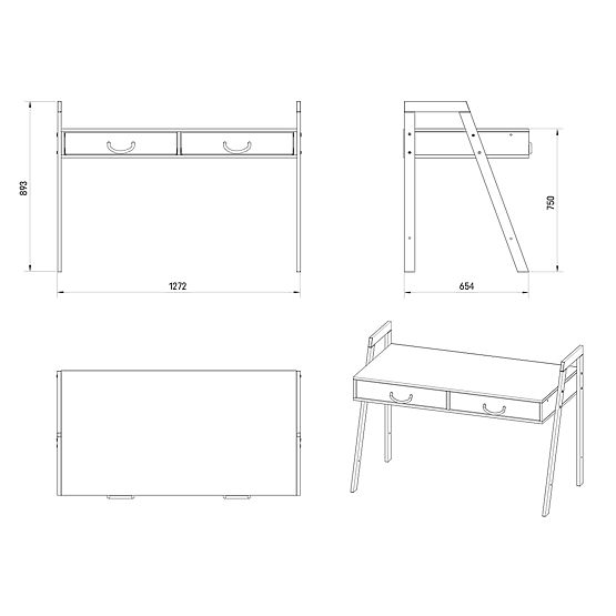 2w1 Łóżeczko i biurko CONE 120x60 - SCANDI