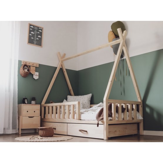 Drewniane łóżko dziecięce TIPI - naturalne