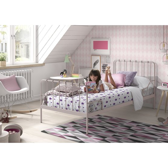 Metalowe łóżko dla dziecka Alice różowe