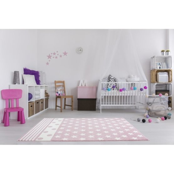 Dziecięcy dywan STARPOINT - różowy i biały