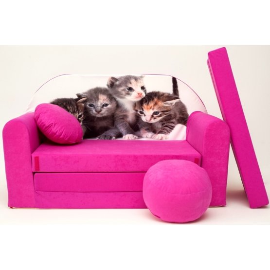 Sofa dla dzieci Kotki - różowa