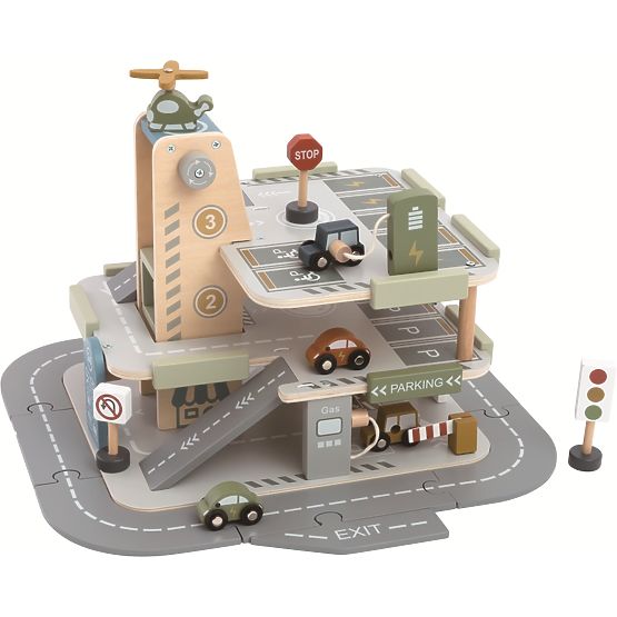 2Kids Toys Drewniany garaż z drogą