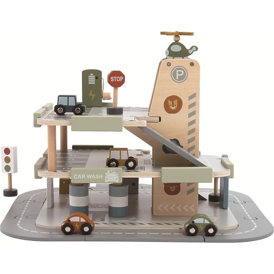 2Kids Toys Drewniany garaż z drogą