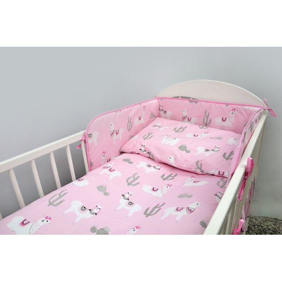 Zestaw pościel do łóżko 120x90 cm Lama - różowa