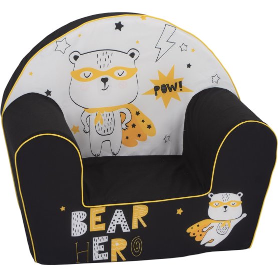 Krzesełko dla dziecka Niedźwiedź superbohater - czarno-biały