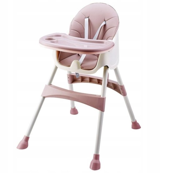 Krzesło do jadalni Prima 2w1 - różowo-białe