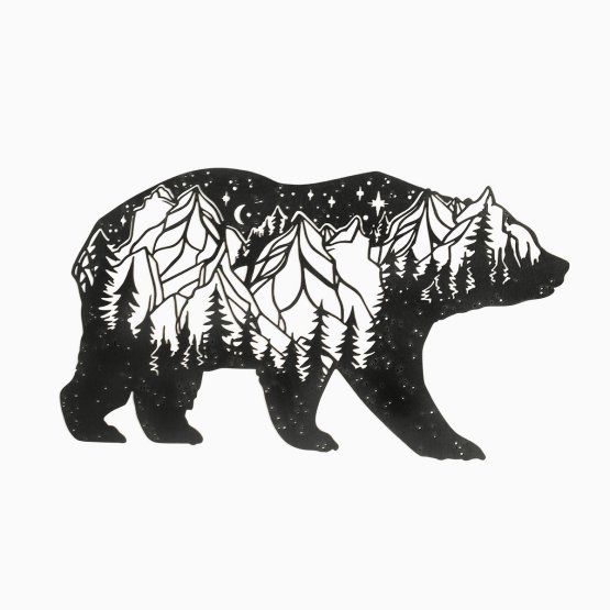 Drewniany obraz geometryczny - Góry Niedźwiedzie - różne kolory Kolor: czarny