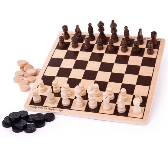 Drewniane szachy i warcaby Bigjigs Toys