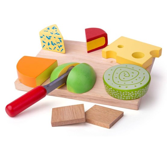 Bigjigs Toys Zestaw drewnianych serów spożywczych na talerzu