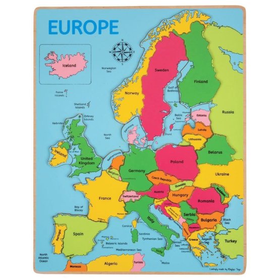 Bigjigs Toys Drewniana mapa-puzzle Europy 25 sztuk