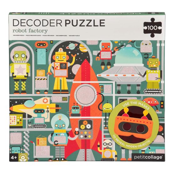Roboty Petit Collage Puzzle 100 szt. z okularami 3D
