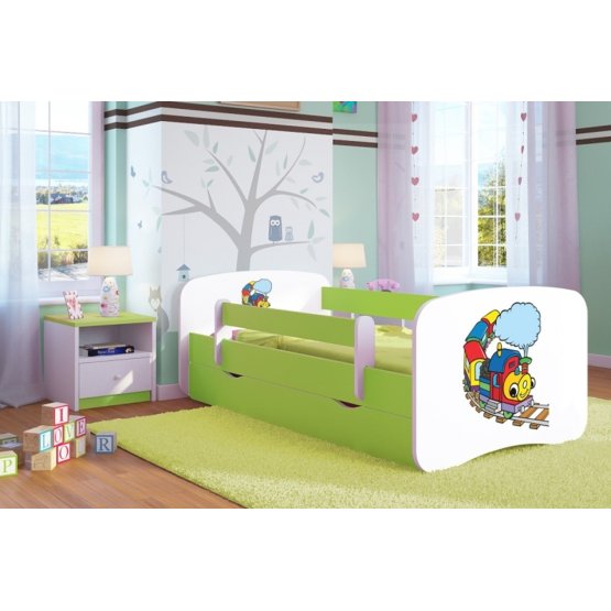 Łóżko dla dziecka z barierką Ourbaby - Wesoły pociąg