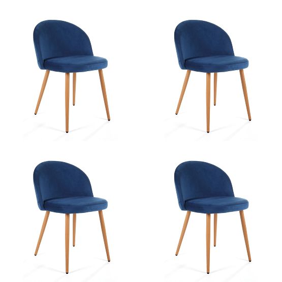 4 x Krzesło tapicerowane welurem SJ.075 Granatowe