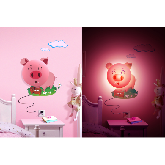 Lampa dla dzieci z naklejką Mała świnka