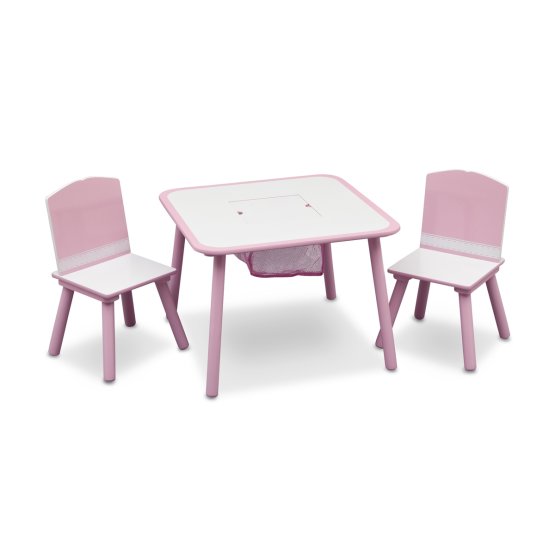 Stolik z krzesłami, różowy