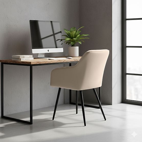 4x Tapicerowane krzesło z kwadratowym pikowaniem Beżowe LUXANO Czarne nogi