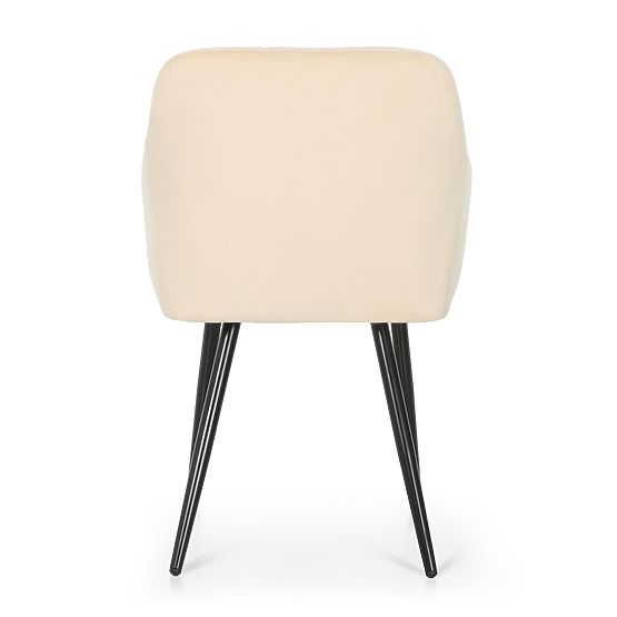 4x Tapicerowane krzesło z kwadratowym pikowaniem Beżowe LUXANO Czarne nogi