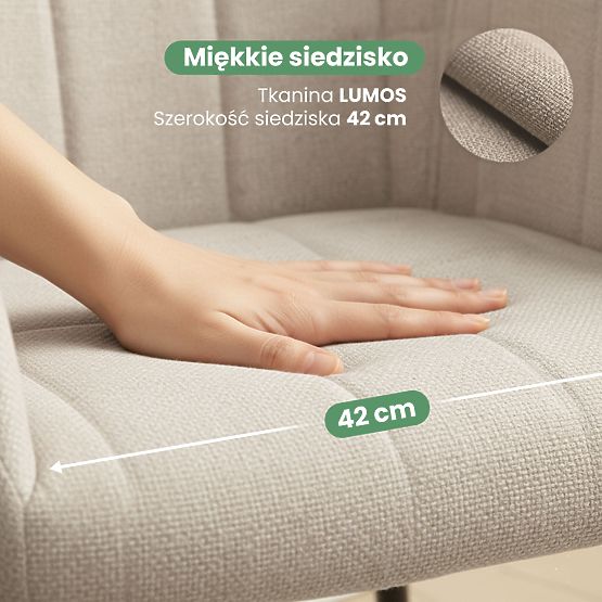 4x Tapicerowane krzesło z kwadratowym pikowaniem Beżowe LUXANO Czarne nogi tkanina Lumos