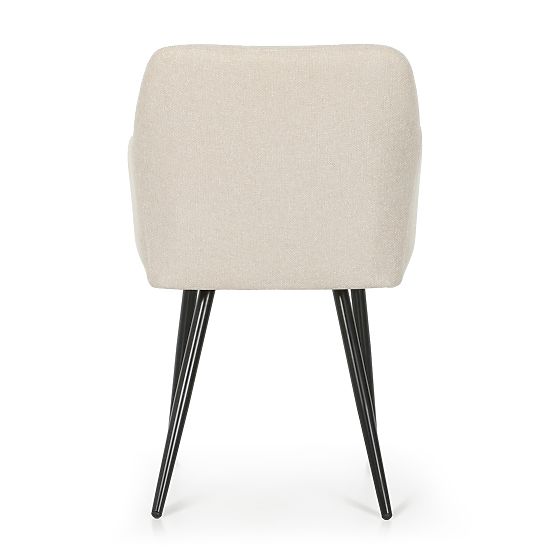 4x Tapicerowane krzesło z kwadratowym pikowaniem Beżowe LUXANO Czarne nogi tkanina Lumos