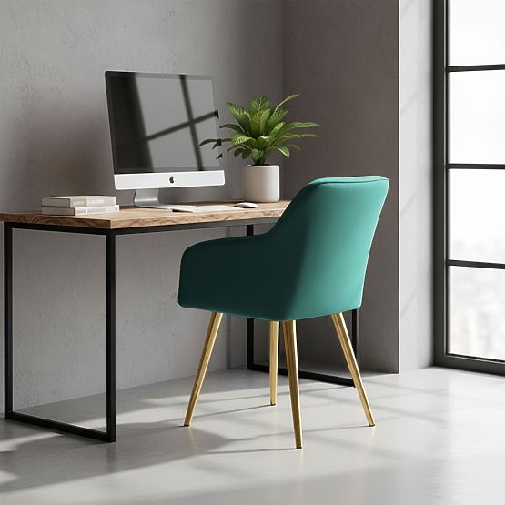 4x Tapicerowane krzesło z kwadratowym pikowaniem Butelkowa Zieleń LUXANO Złote nogi