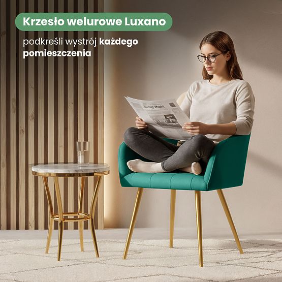 4x Tapicerowane krzesło z kwadratowym pikowaniem Butelkowa Zieleń LUXANO Złote nogi