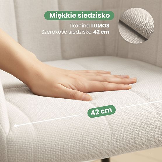 4x Tapicerowane krzesło z kwadratowym pikowaniem Kremowe LUXANO Czarne nogi tkanina Lumos