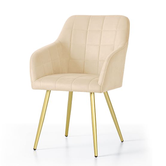 4x Tapicerowane krzesło z kwadratowym przeszyciem Beżowe LUXANO Złote nogi