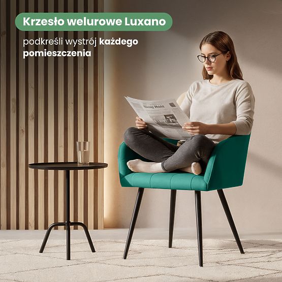 4x Tapicerowane krzesło z kwadratowym przeszyciem Butelkowa Zieleń LUXANO Czarne nogi