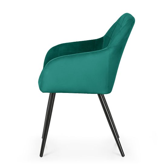 4x Tapicerowane krzesło z kwadratowym przeszyciem Butelkowa Zieleń LUXANO Czarne nogi