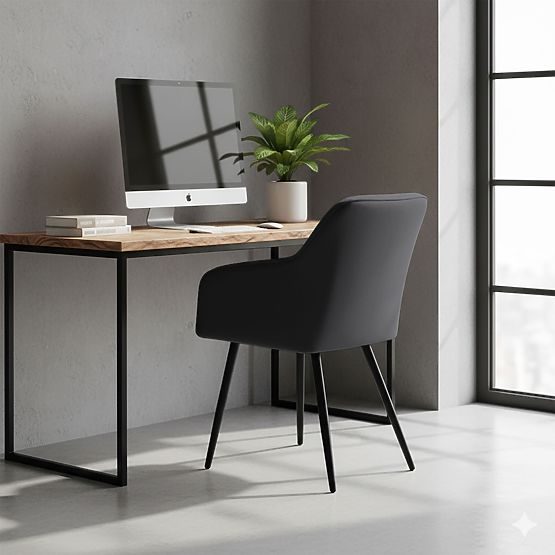 4x Tapicerowane krzesło z kwadratowym przeszyciem Czarny LUXANO Czarne nogi