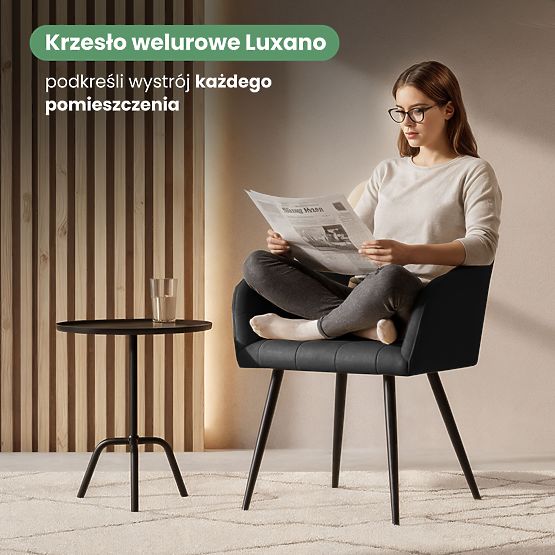 4x Tapicerowane krzesło z kwadratowym przeszyciem Czarny LUXANO Czarne nogi