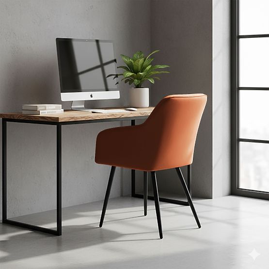 4x Tapicerowane krzesło z kwadratowym przeszyciem Miedziane LUXANO Czarne nogi