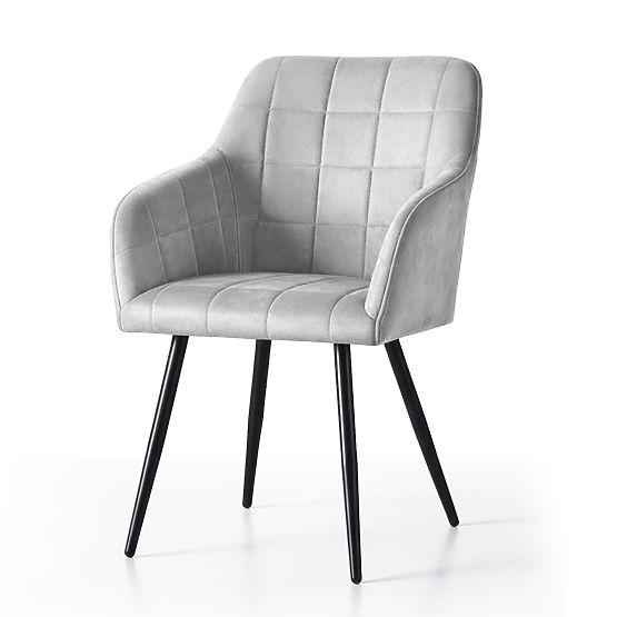 4x Tapicerowane krzesło z kwadratowym przeszyciem Szare LUXANO Czarne nogi