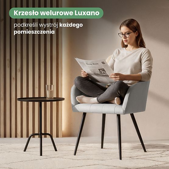 4x Tapicerowane krzesło z kwadratowym przeszyciem Szare LUXANO Czarne nogi