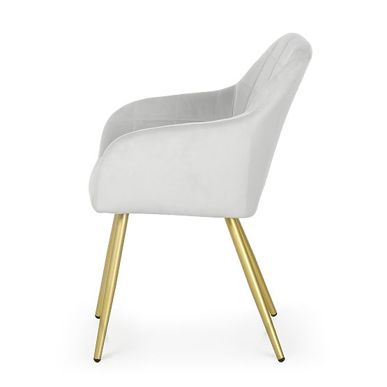 4x Tapicerowane krzesło z kwadratowym przeszyciem Szare LUXANO Złote nogi