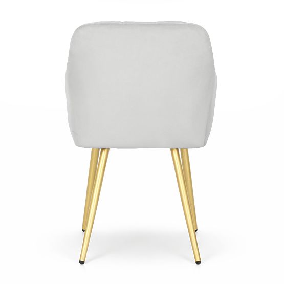 4x Tapicerowane krzesło z kwadratowym przeszyciem Szare LUXANO Złote nogi