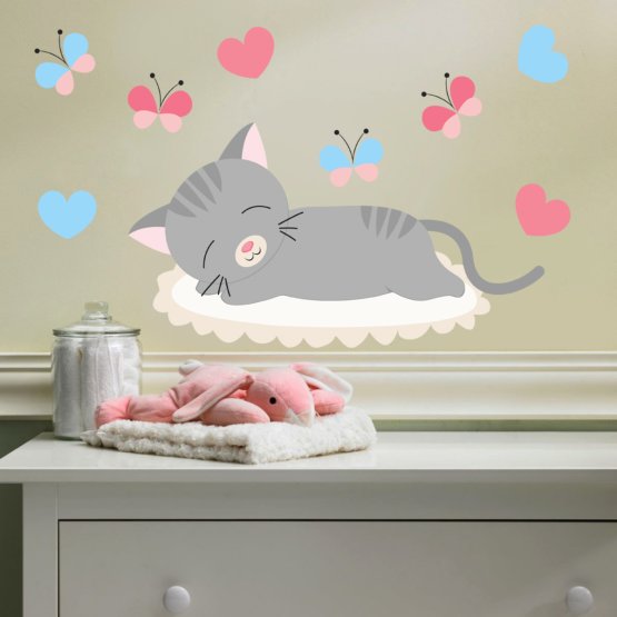 Dekoracja na ścianę - Śpiący kotek
