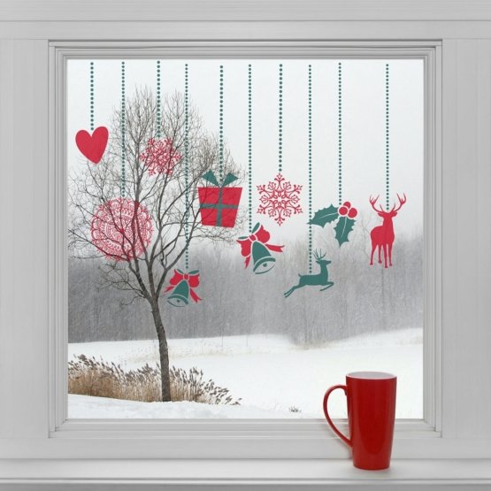 Naklejki na okno - ozdoby świąteczne