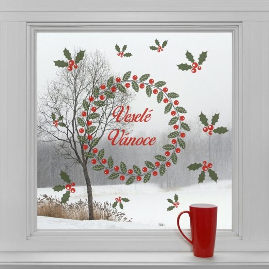 Świąteczna dekoracja do okno - Świąteczna wieniec