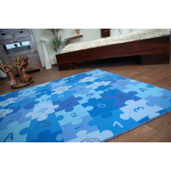 Dywan dla dzieci Puzzle - niebieski