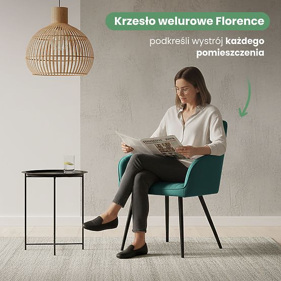 6x Aksamitne tapicerowane krzesło z przeszyciami Butelkowa Zieleń FLORENCE Czarne nogi