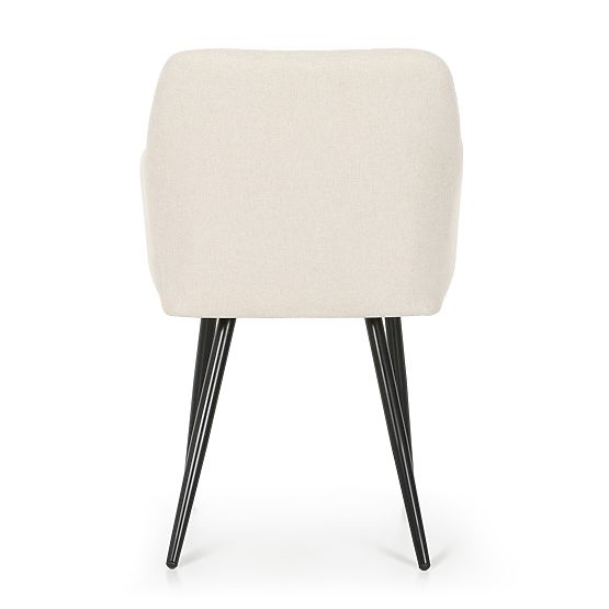 6x Tapicerowane krzesło z kwadratowym pikowaniem Kremowe LUXANO Czarne nogi tkanina Lumos