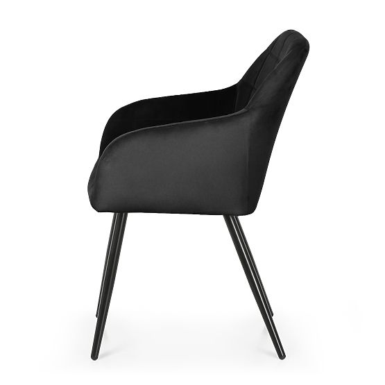 6x Tapicerowane krzesło z kwadratowym przeszyciem Czarny LUXANO Czarne nogi