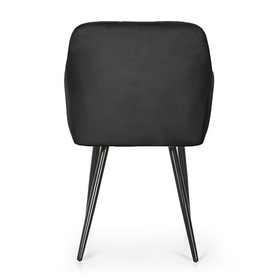 6x Tapicerowane krzesło z kwadratowym przeszyciem Czarny LUXANO Czarne nogi