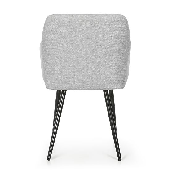 6x Tapicerowane krzesło z kwadratowym przeszyciem Jasnoszary LUXANO Czarne nogi tkanina Lumos